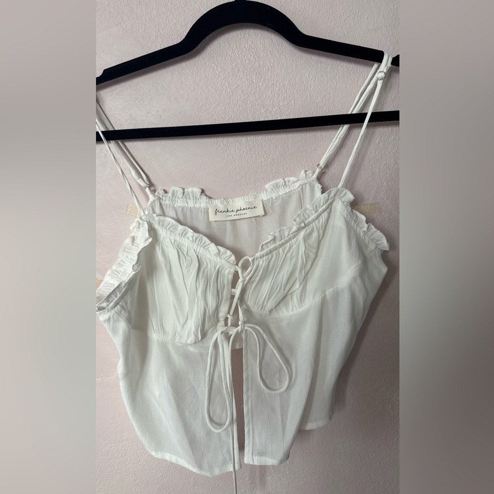 Frankie Phoenix White Tie Front Crop Top